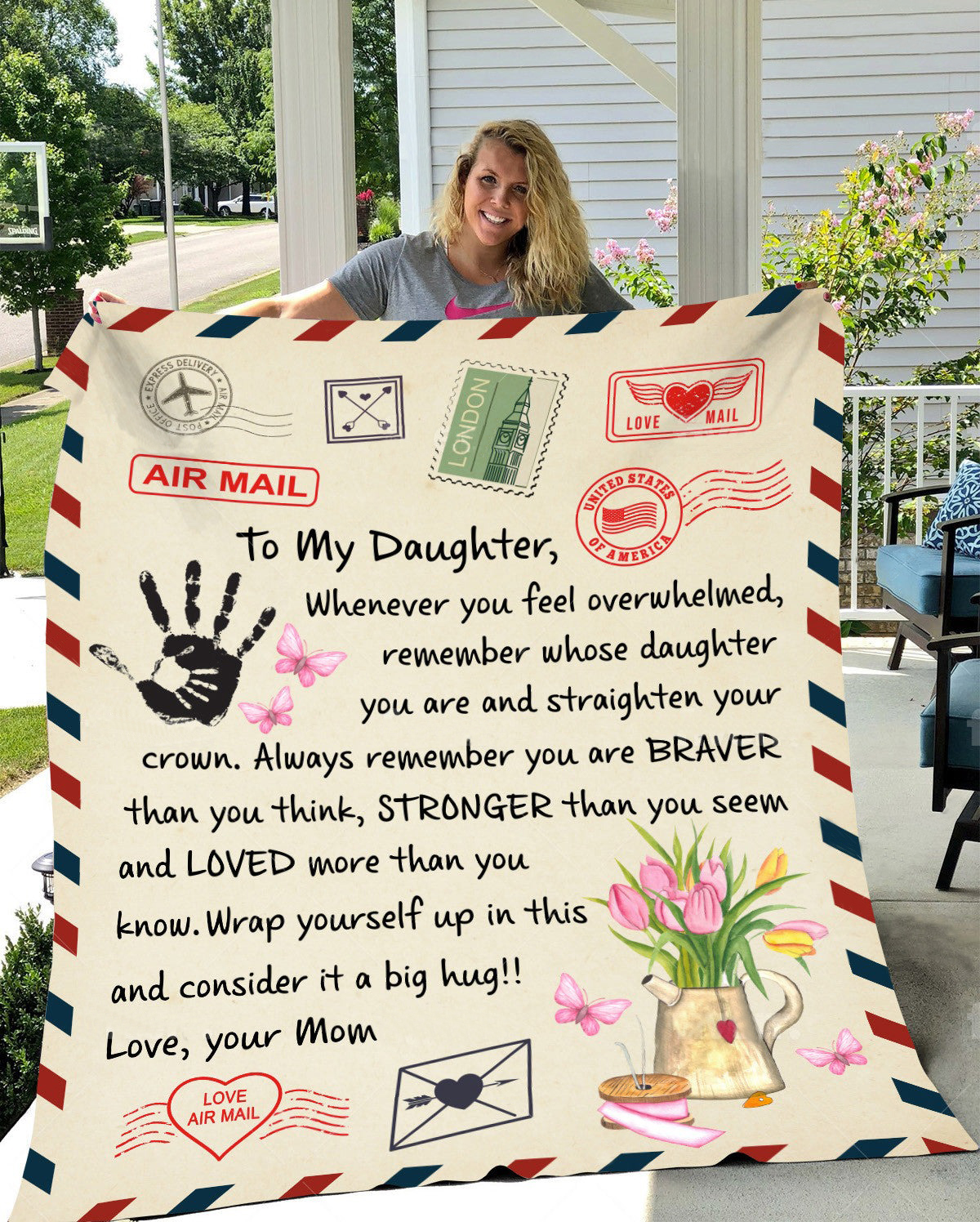 ❤️🎁 LOVE LETTER TO MY DAUGHTER, ALWAYS REMEMBER YOU ARE BRAVER THAN YOU THINK, LOVE MOM -  COZY PLUSH FLEECE/PREMIUM SHERPA BLANKET