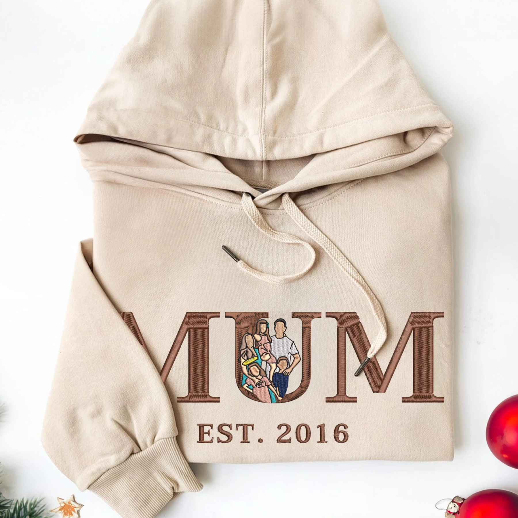 Customised Mum Embroidered Sweatshirt Personalised Mum Portrait Mother's Day