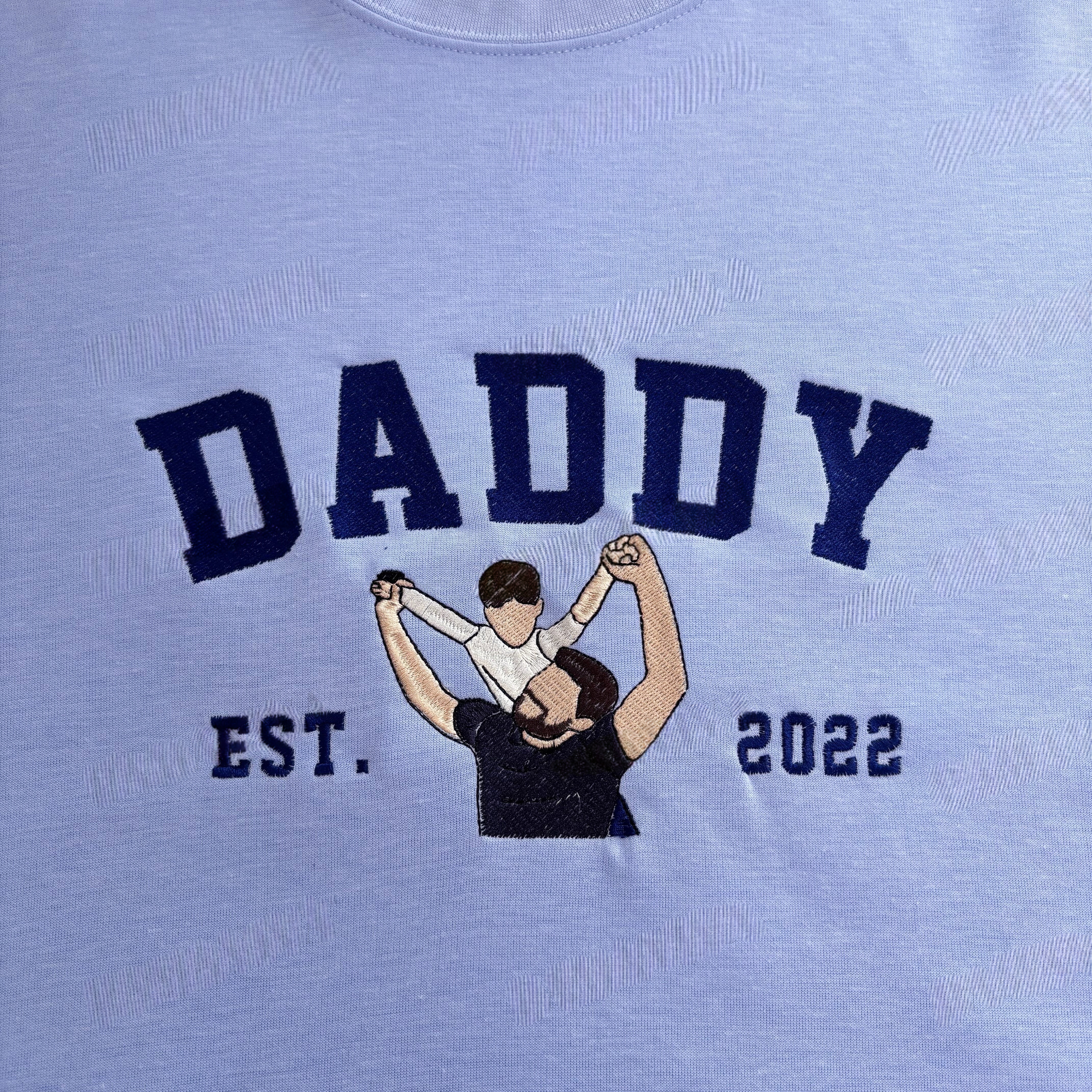 Custom Embroidered Sweatshirt with Photo – Personalized Dad Mama Shirt, Family Name Sweater,Custom Parent Photo Shirt, Est. Year Sweater