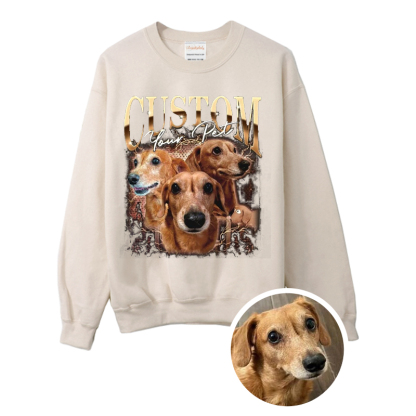 Custom Vintage Hip Hop Vintage Pet Tee - Personalized with Your Own Dog or Cat Portrait - Makes the perfect PET GIFT