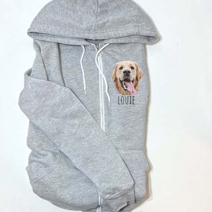 Personalized Pet Portrait Zip-up Hoodie, UNISEX Pet Gifts