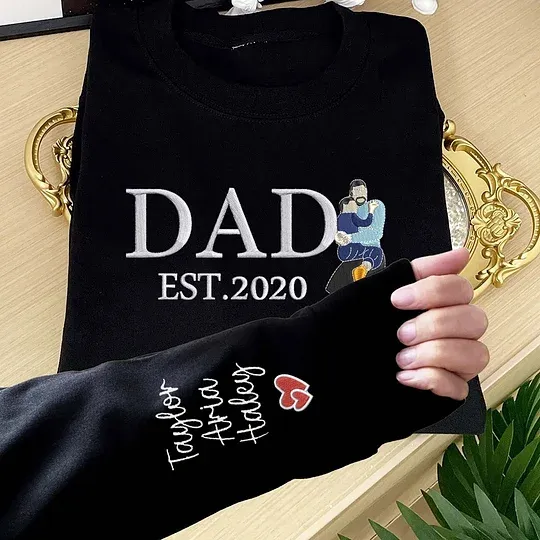 Custom Dad Sweatshirt Hoodie With Photo Embroidered Unique Father's Day Gift Ideas
