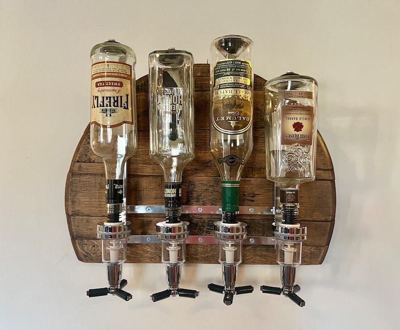Liquor Dispenser, Perfect for Bar, Man Cave, and Kitchen, Great Gift, Made from Reclaimed Whiskey Barrels