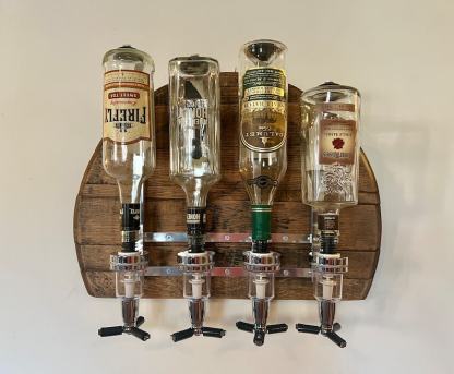 Liquor Dispenser, Perfect for Bar, Man Cave, and Kitchen, Great Gift, Made from Reclaimed Whiskey Barrels