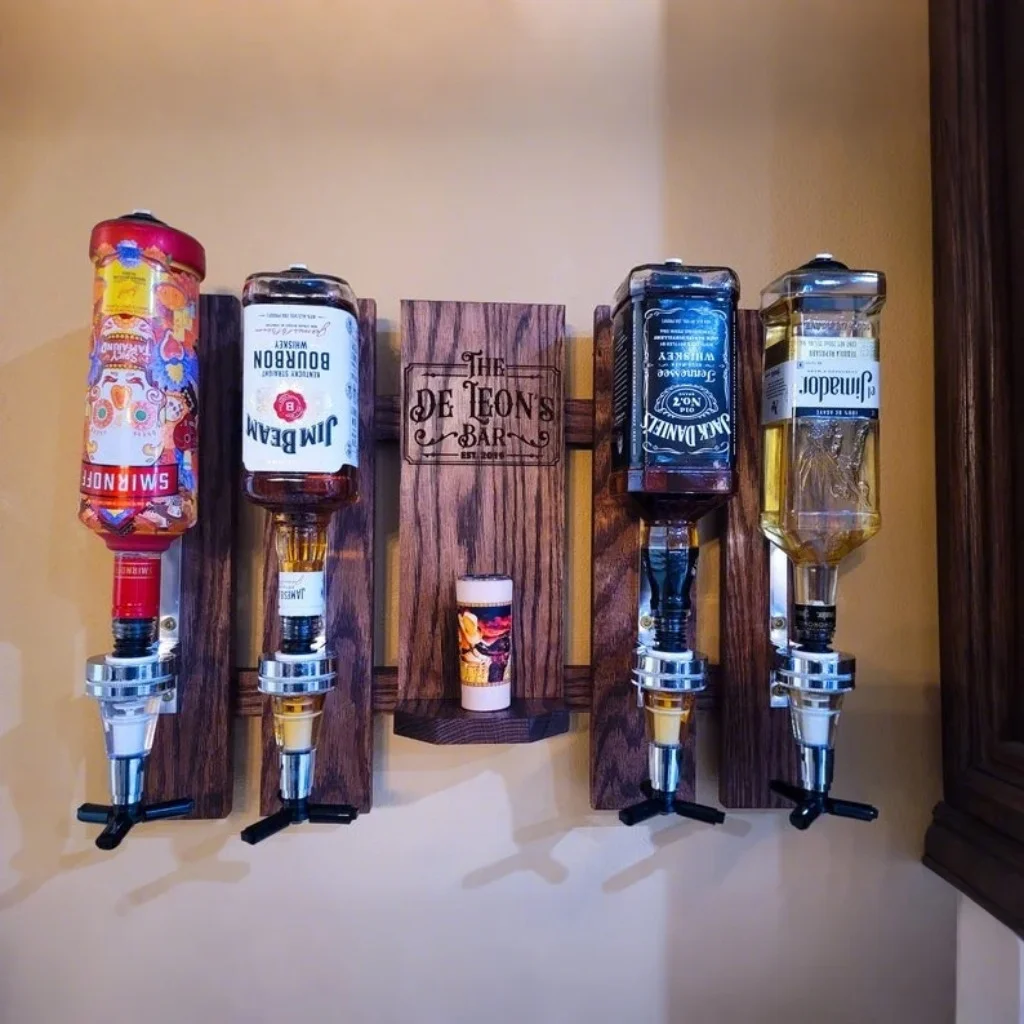 Wall Mount Liquor Dispenser Whiskey Dispenser Tequila Dispenser Bourbon Dispenser Bar Decor Man Cave Personalized Dispenser Gift For Him