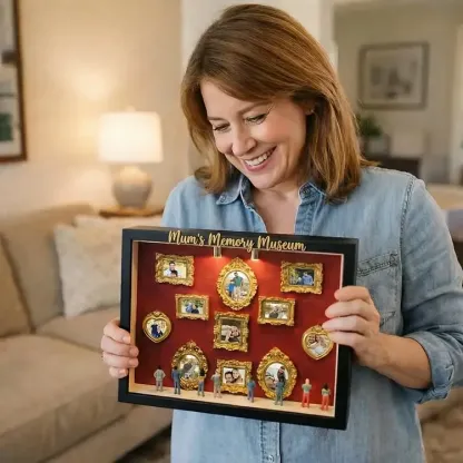 Personalized Mum's Memory Museum Photo Frame with Light, DIY Mini Museum Frame Box,Mother's Day Gift