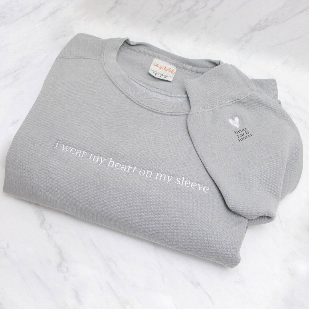 "i Wear My Heart On My Sleeve" Custom Crewneck/Hoodie, Unisex
