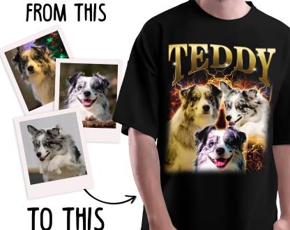 Custom Vintage Hip Hop Vintage Pet Tee - Personalized with Your Own Dog or Cat Portrait - Makes the perfect PET GIFT