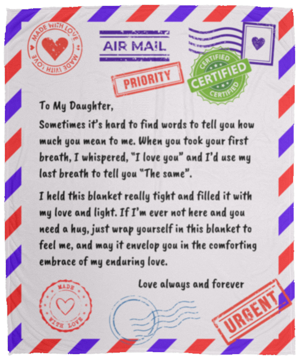 AIRMAIL BLANKET - TO MY DAUGHTER Cozy Blanket 
