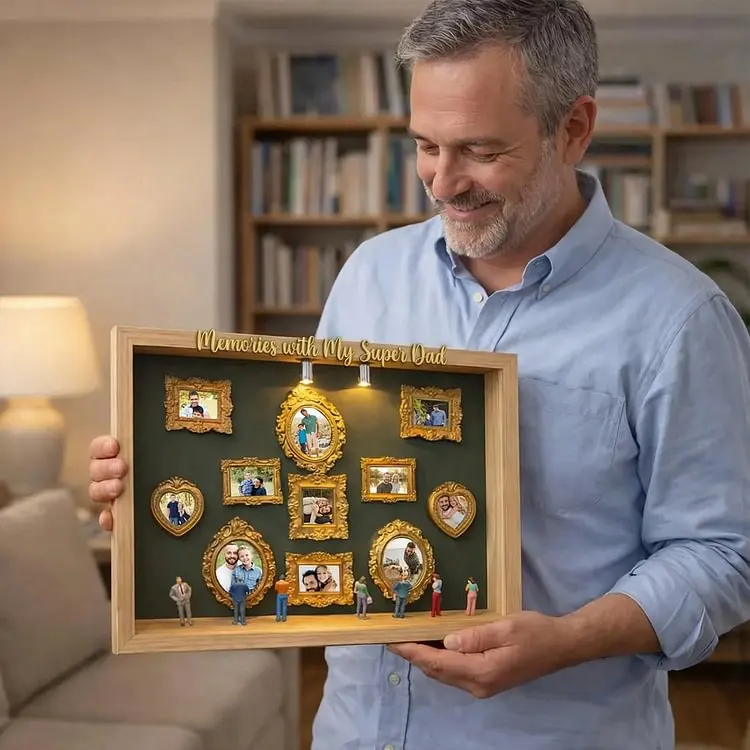 Personalized Mum's Memory Museum Photo Frame with Light, DIY Mini Museum Frame Box,Mother's Day Gift