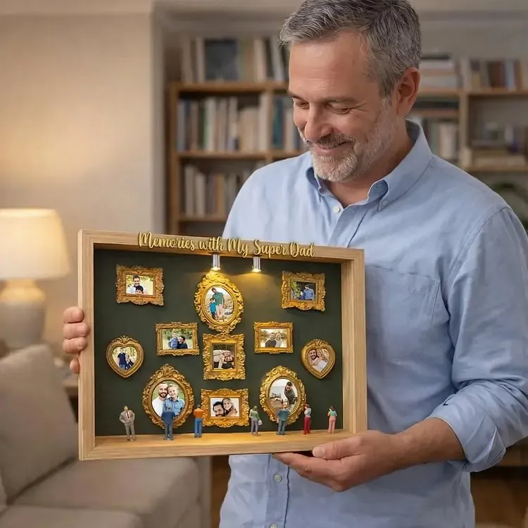 Personalized Mum's Memory Museum Photo Frame with Light, DIY Mini Museum Frame Box,Mother's Day Gift