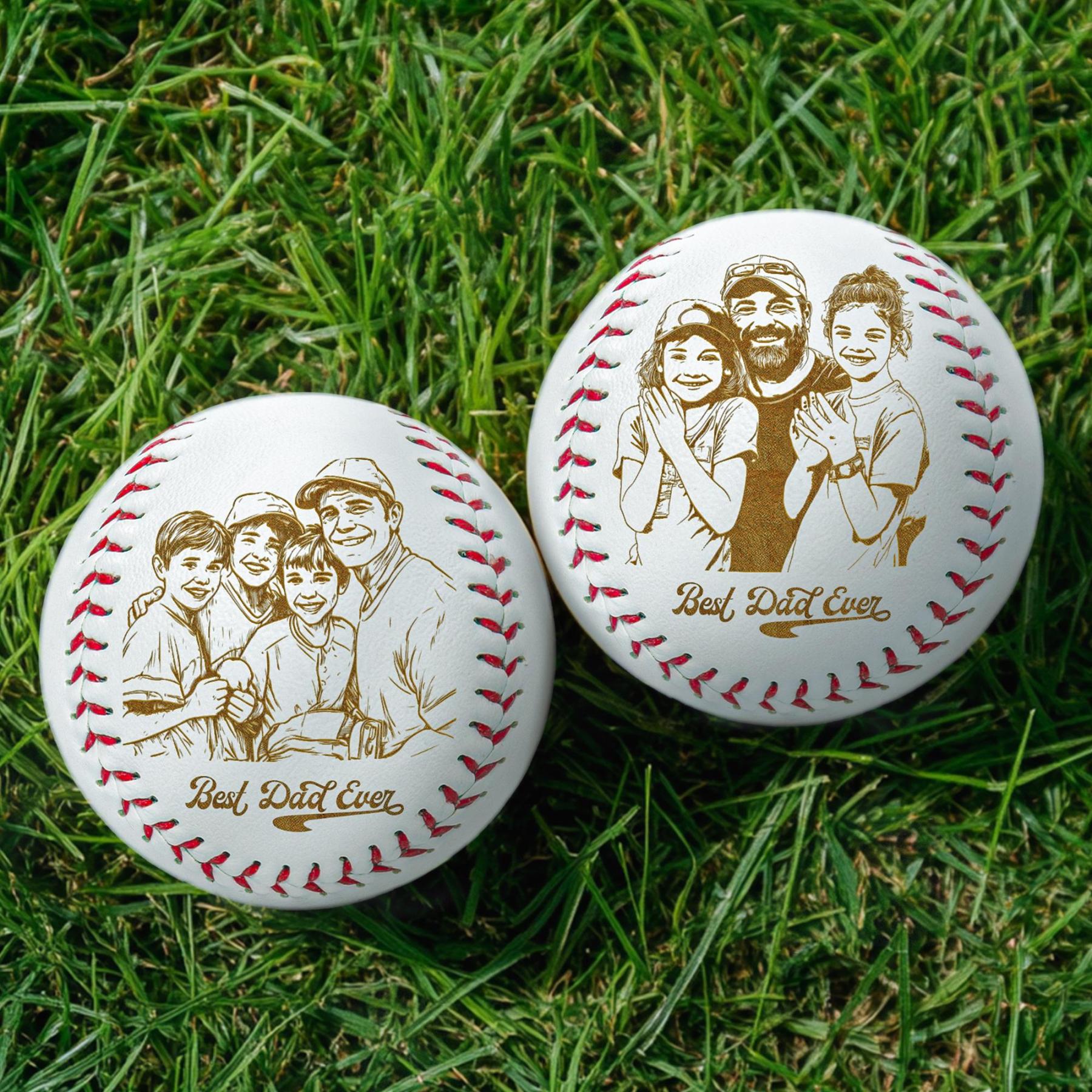 Personalized Photo Engraving Baseball Gifts for Dad Father's Day