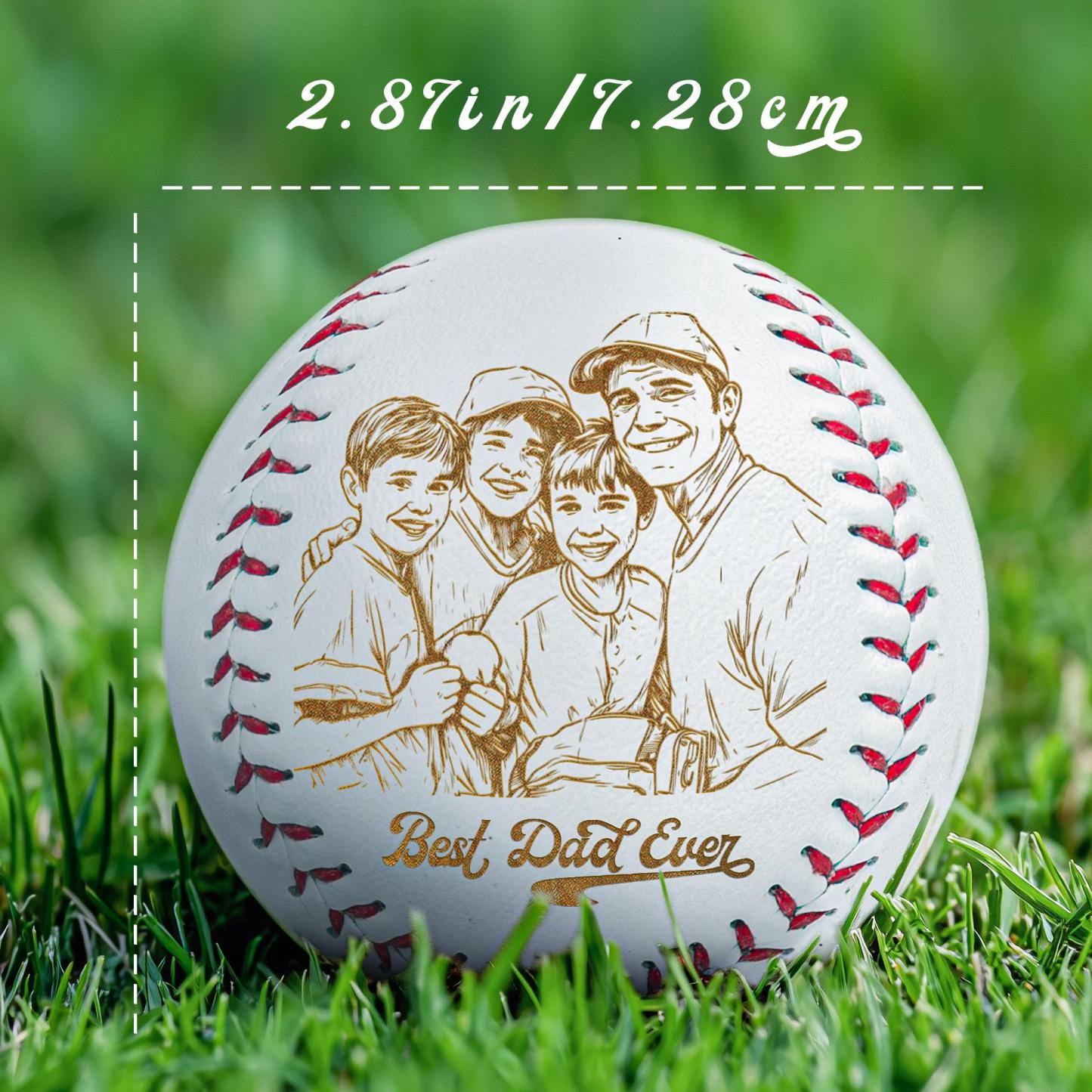 Personalized Photo Engraving Baseball Gifts for Dad Father's Day