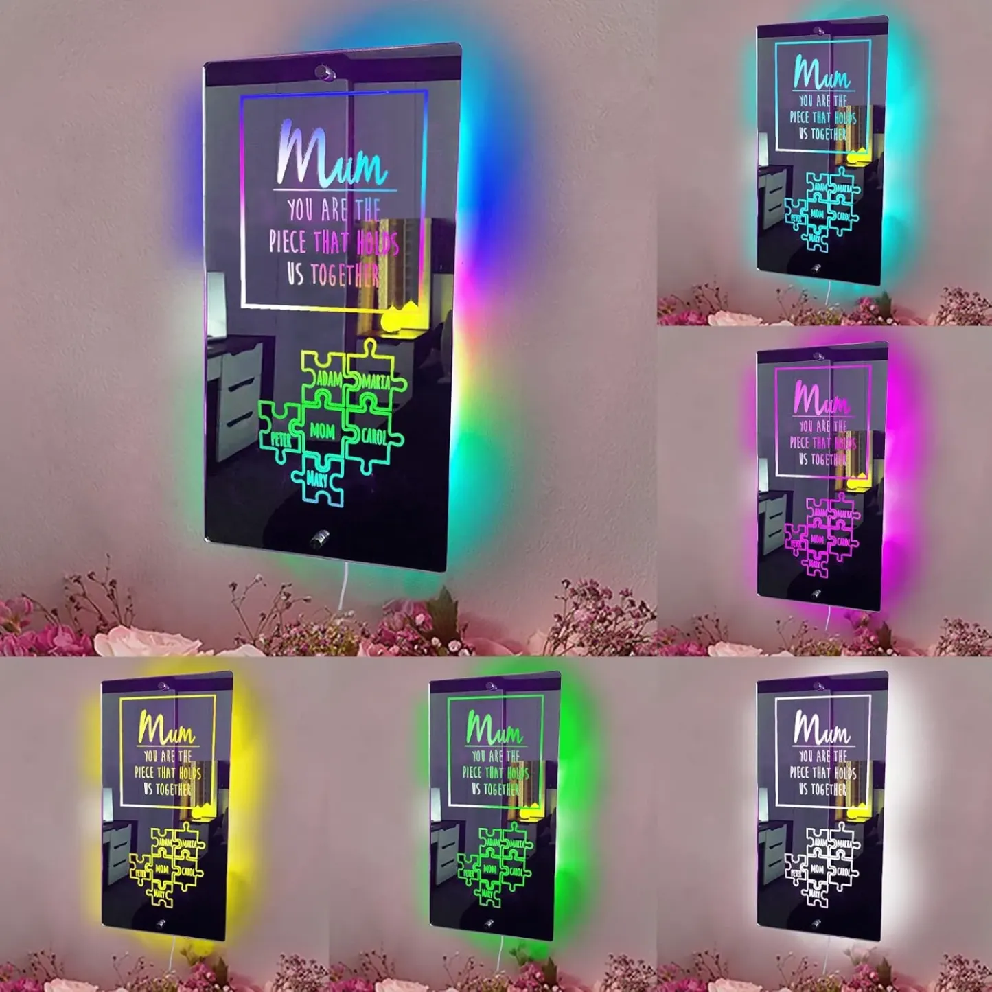 🧩✨Customized Puzzle Mirror Lamp For Mom