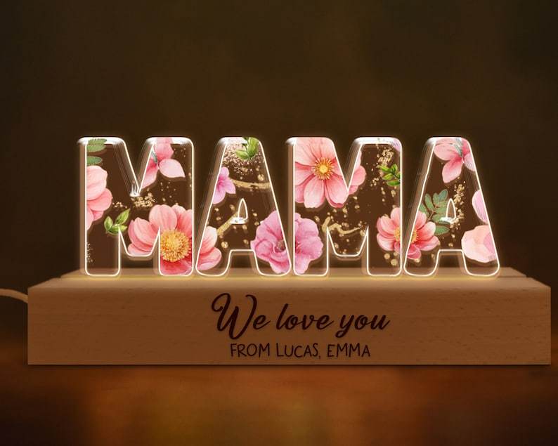 Custom Night Light for Mom, Mama 3D LED Light, First Mothers Day Gift 2024, Gift from Daughter, Mom Birthday Gift, Mama Acrylic Night Light
