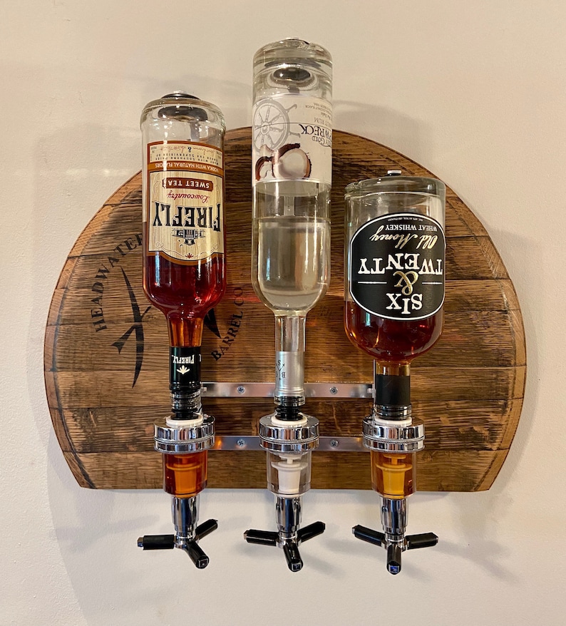 Liquor Dispenser, Perfect for Bar, Man Cave, and Kitchen, Great Gift, Made from Reclaimed Whiskey Barrels