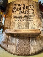 Wall-Mounted Liquor Dispenser from Bourbon/Whiskey /lrish/rum Barrel Lid