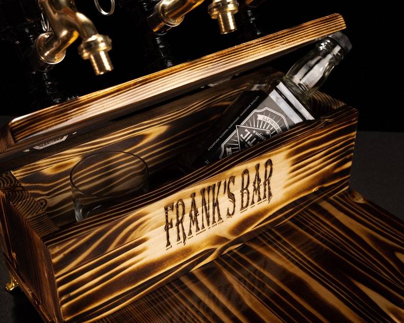 Wooden Dispenser with Crate, Personalized Wooden Whiskey Dispenser, Wood Dispenser, Liquor Dispenser, Beverage Dispenser, Drink Dispenser