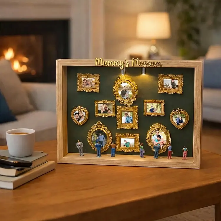Personalized Mum's Memory Museum Photo Frame with Light, DIY Mini Museum Frame Box,Mother's Day Gift