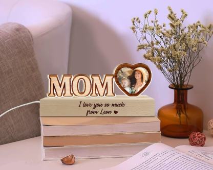 Custom Mom Acrylic Night Light, Mom Photo Frame Gift, Happy Mother’s Day Gift for Mom, Mom Birthday Gift, Gift from Daughter, Mom Room Decor