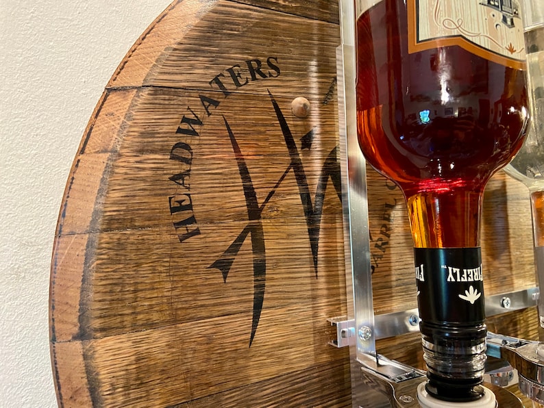 Liquor Dispenser, Perfect for Bar, Man Cave, and Kitchen, Great Gift, Made from Reclaimed Whiskey Barrels