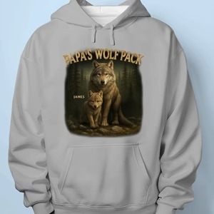 Papa’s Wolf Pack - Family Personalized Custom Unisex T-shirt, Premium T-shirt, Hoodie - Father's Day, Gift For Dad, Grandpa