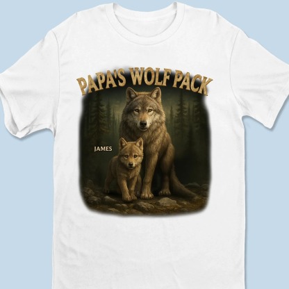 Papa’s Wolf Pack - Family Personalized Custom Unisex T-shirt, Premium T-shirt, Hoodie - Father's Day, Gift For Dad, Grandpa