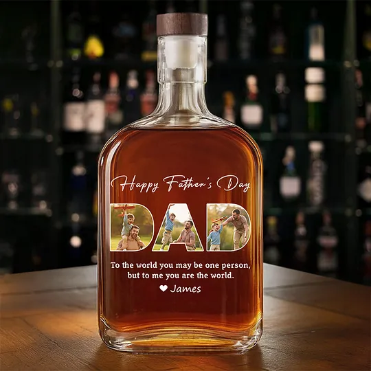 Custom Photo Happy Father's Day Family Whiskey Bottle