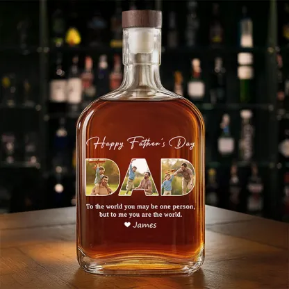 Custom Photo Happy Father's Day Family Whiskey Bottle