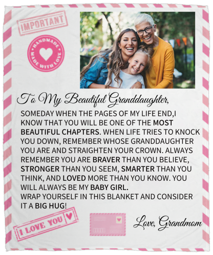 TO MY BEAUTIFUL GRANDDAUGHTER PHOTO BLANKET LOVE COZY POSTCARD