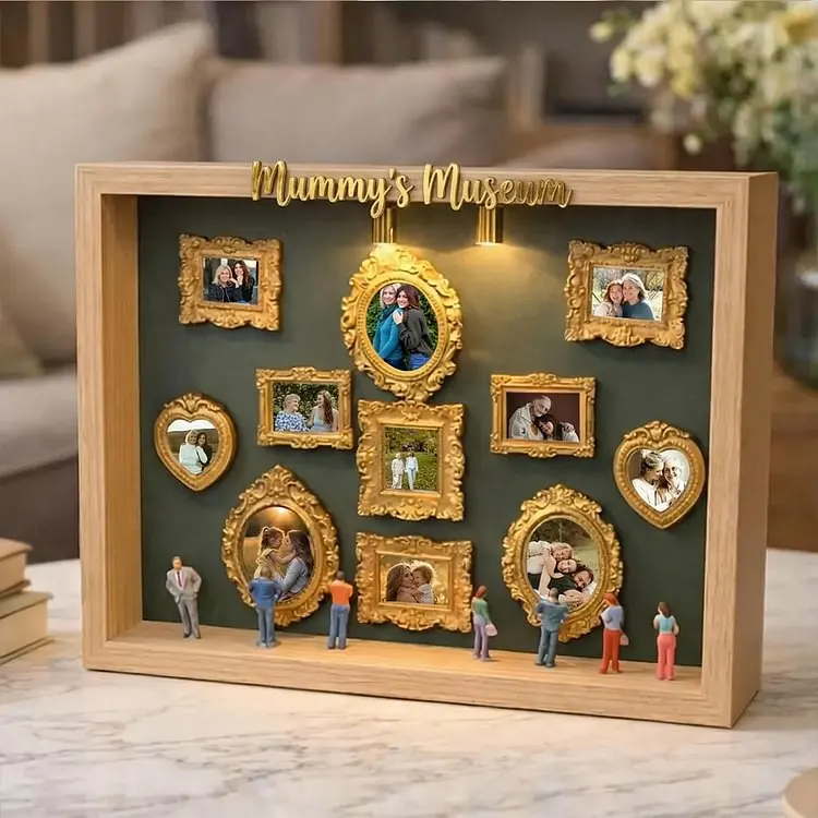 Personalized Mum's Memory Museum Photo Frame with Light, DIY Mini Museum Frame Box,Mother's Day Gift