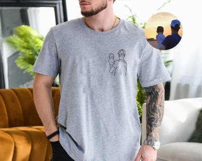 💖For Dad/Lover💖Custom Photo Shirt for Dad, Father's Day T-shirt, Personalized Dad Embroidery Shirt