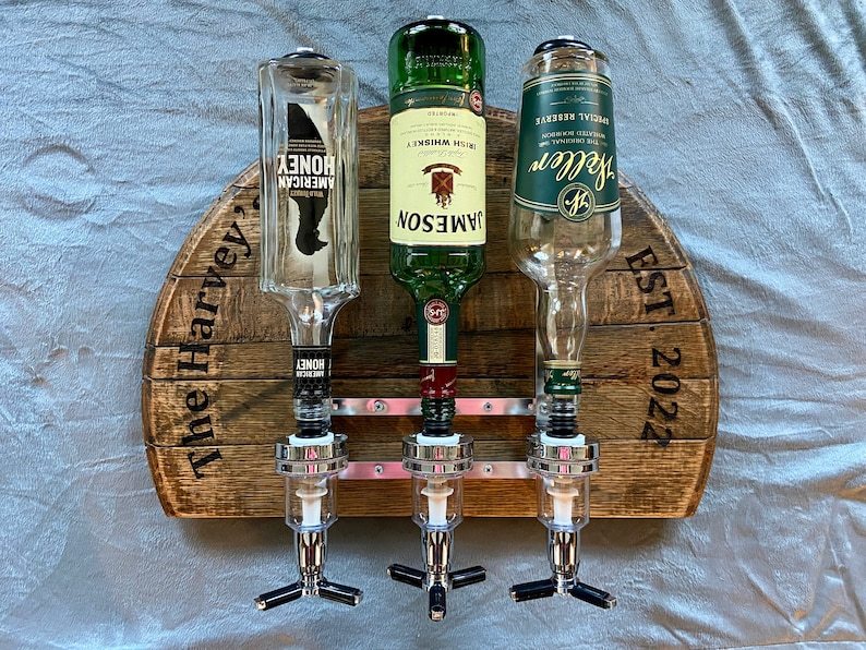 Liquor Dispenser, Perfect for Bar, Man Cave, and Kitchen, Great Gift, Made from Reclaimed Whiskey Barrels