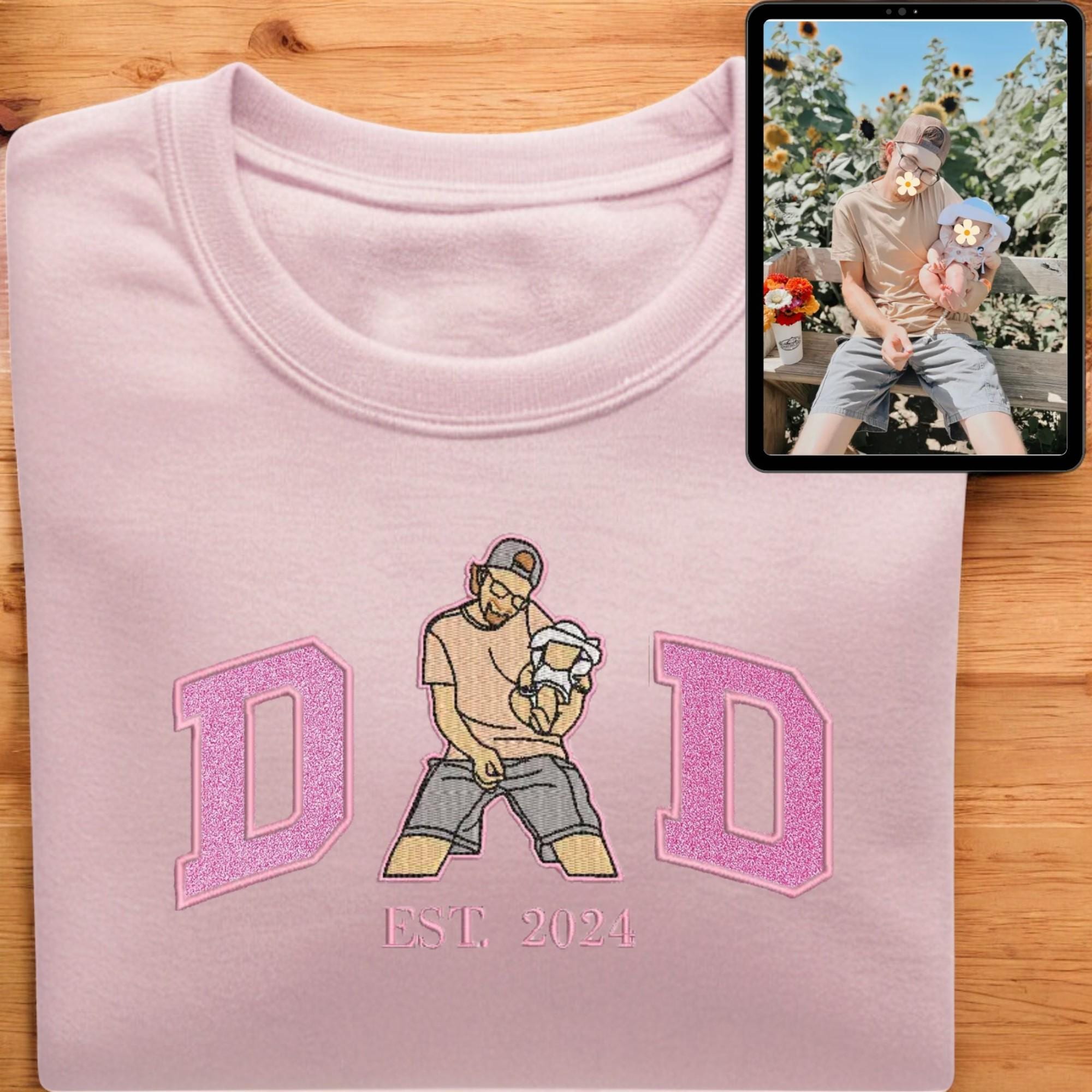 Embroidered Dad T-shirt,Custom Embroidered Dad Sweatshirt,Glitter Embroidered Sweatshirt