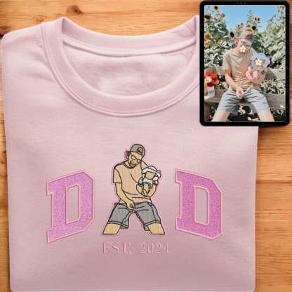 Embroidered Dad T-shirt,Custom Embroidered Dad Sweatshirt,Glitter Embroidered Sweatshirt