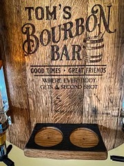 Wall-Mounted Liquor Dispenser from Bourbon/Whiskey /lrish/rum Barrel Lid