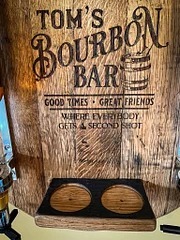Wall-Mounted Liquor Dispenser from Bourbon/Whiskey /lrish/rum Barrel Lid