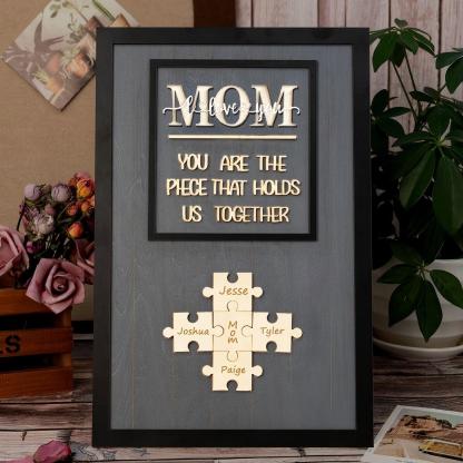 Personalized Mom We Love You Wood Puzzle Sign, Gift For Mom