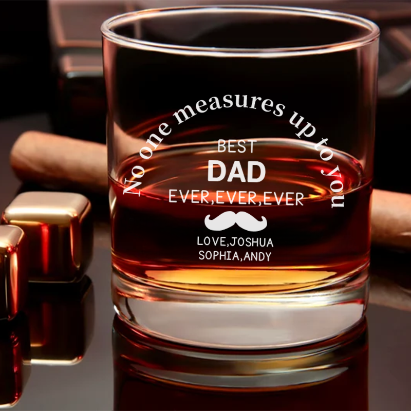 Best Dad Ever,Ever,Ever Whiskey Glass, Customized Glass Cup with Child's Name, Novelty Birthday Gift, Father's Day Gift, Dad Gift for Men