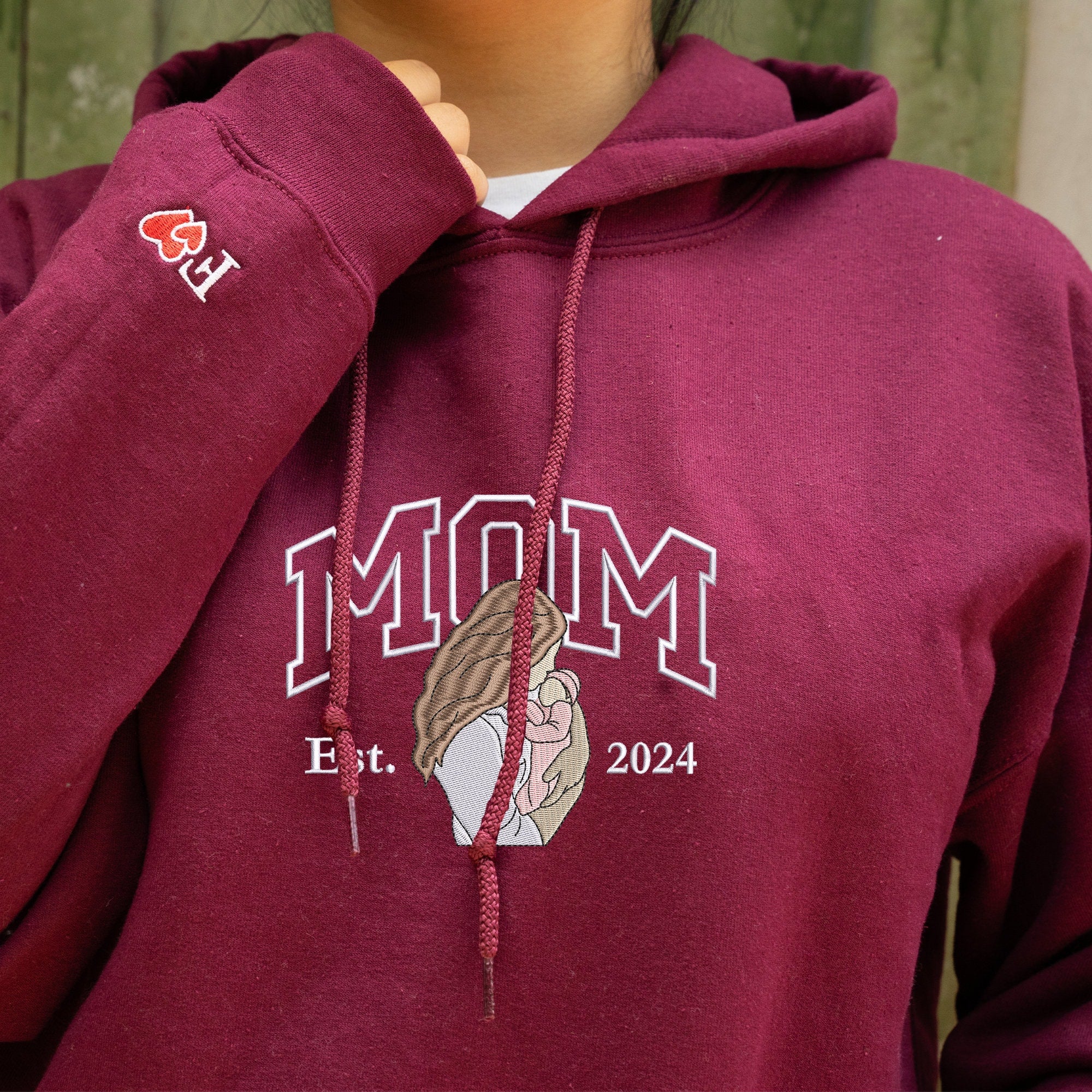 Mama Embroidered Sweatshirt Custom Portrait From Photo Hoodie