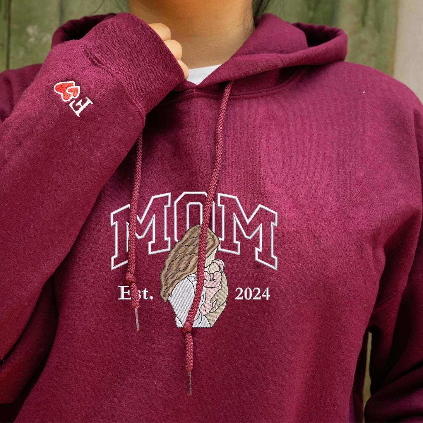 Mama Embroidered Sweatshirt Custom Portrait From Photo Hoodie