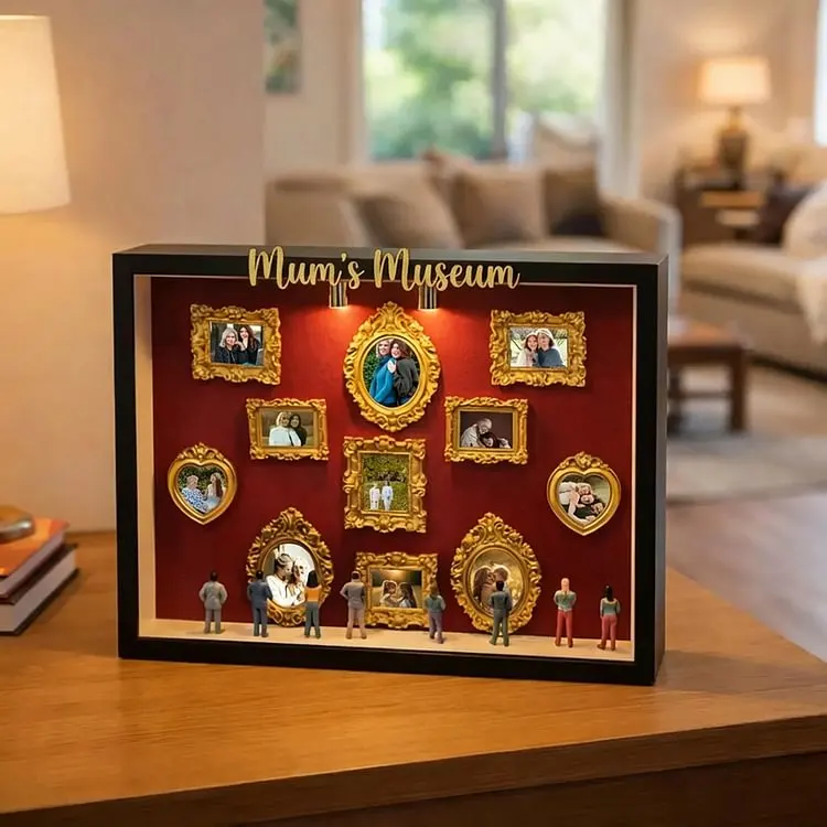 Personalized Mum's Memory Museum Photo Frame with Light, DIY Mini Museum Frame Box,Mother's Day Gift