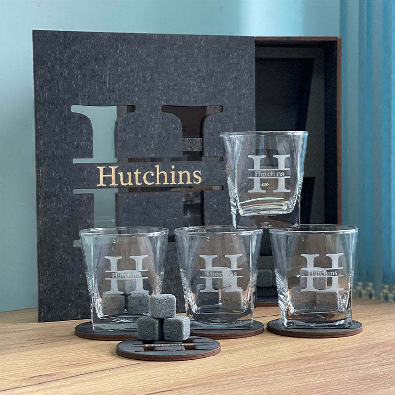 Personalized Whiskey Glasses Set, Whiskey Drinking Glasses Gift