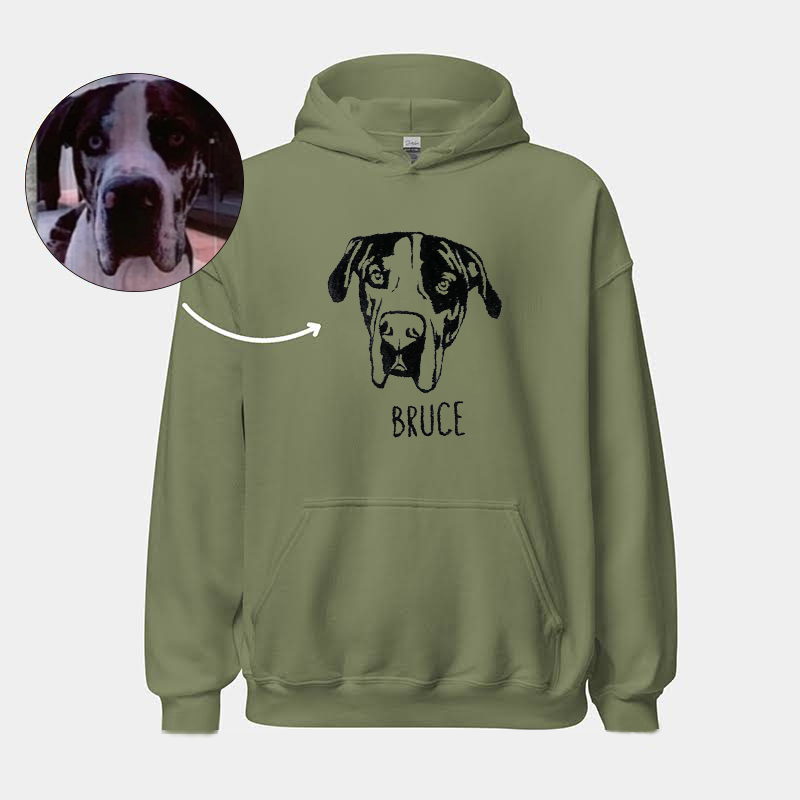 Custom Pet Portrait Embroidered Hoodie