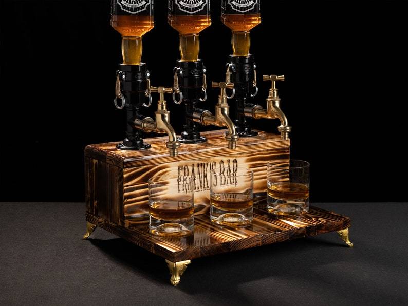 Wooden Dispenser with Crate, Personalized Wooden Whiskey Dispenser, Wood Dispenser, Liquor Dispenser, Beverage Dispenser, Drink Dispenser