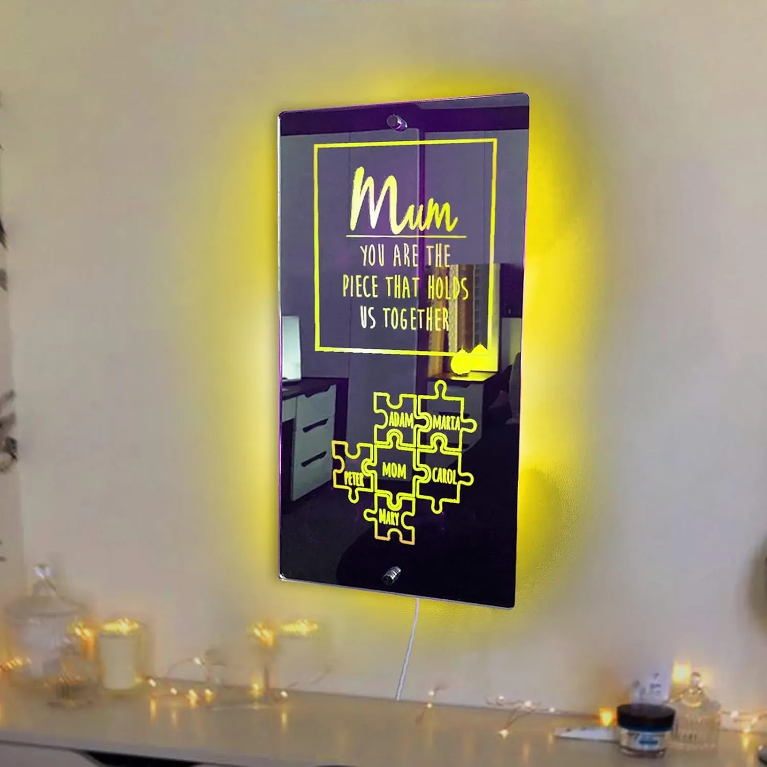 🧩✨Customized Puzzle Mirror Lamp For Mom