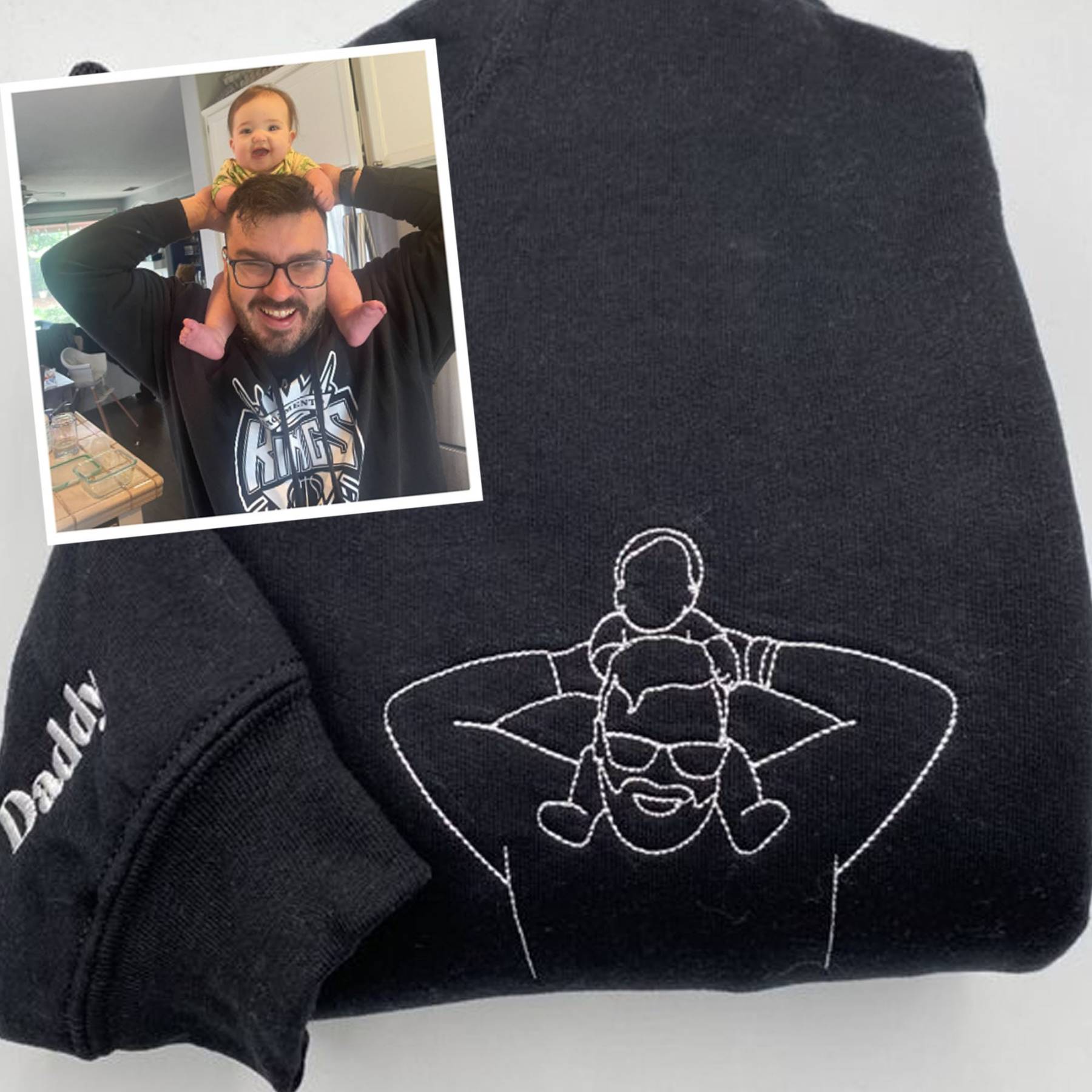 💖For Dad/Lover💖Custom Photo Shirt for Dad, Father's Day T-shirt, Personalized Dad Embroidery Shirt