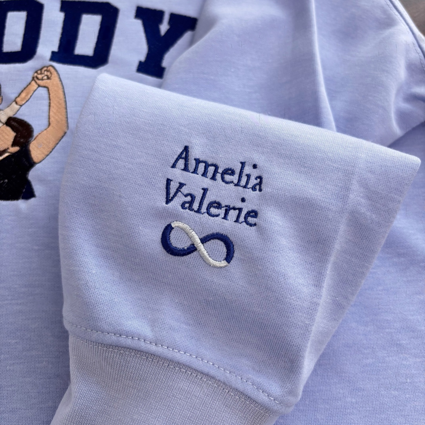 Custom Embroidered Sweatshirt with Photo – Personalized Dad Mama Shirt, Family Name Sweater,Custom Parent Photo Shirt, Est. Year Sweater