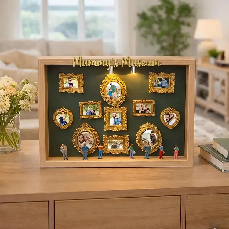 Personalized Mum's Memory Museum Photo Frame with Light, DIY Mini Museum Frame Box,Mother's Day Gift