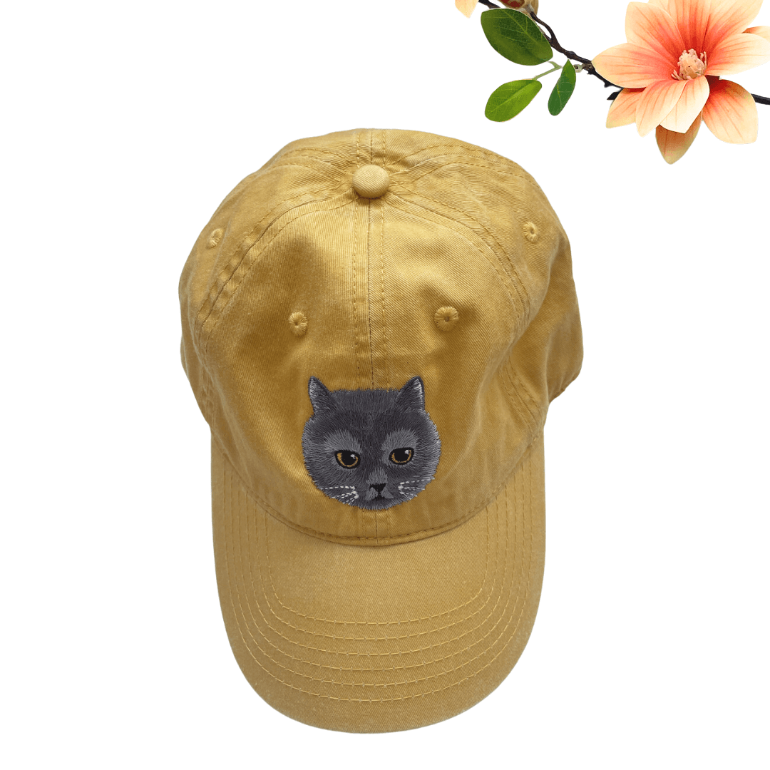 Custom Embroidered Pet Portrait Hat - Personalized Dog Cat Photo Cap - Unique Handmade Gift for Pet Lovers, Birthday Christmas Present for Men Women